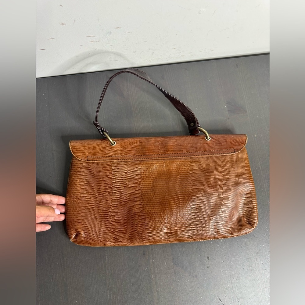 Dolce & Gabbana Brown Textured Leather Shoulder Bag with Dark Brown Handle - Picture 8 of 12